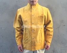 Brown Flame-Resistant Heavy Duty Leather Welding Jacket for Welders