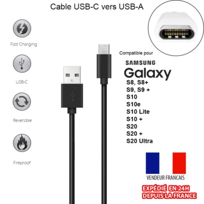 Cable Chargeur pour Samsung Galaxy S8 S8+ S9 S9+ S10 S10lite S10+ S20+ S20 ULTRA - Photo 1/4