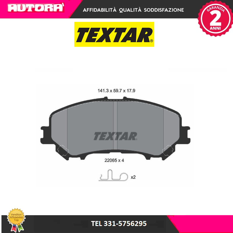 2206501 Kit pastiglie freno, Freno a disco anteriore (MARCA TEXTAR)..
