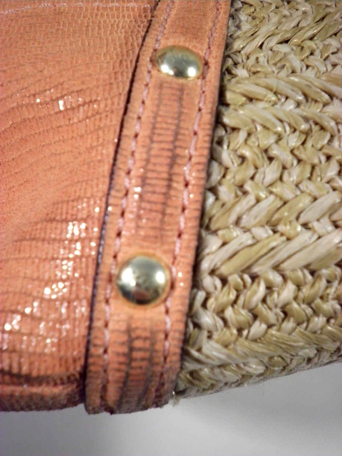 Coach Alexandra Python Peach Purse Straw Tote F21… - image 23