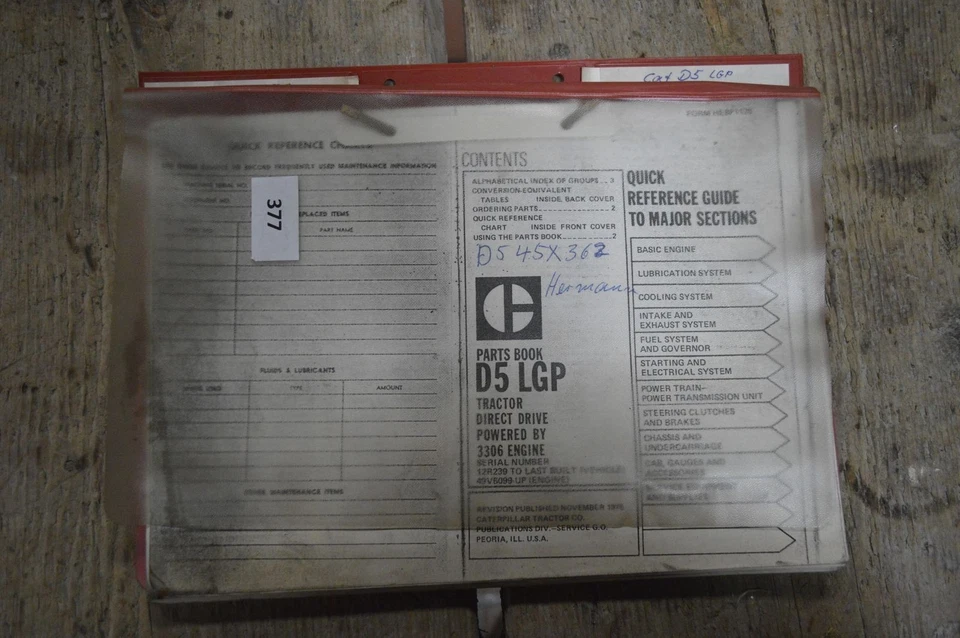 B377 - CATERPILLAR Parts Book - Teile-Katalog für D5 LGP Planierraupe - Bild 1 von 1