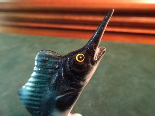 MINIATURE BONE CHINA MARLIN SWORDFISH SAILFISH FIGURINE, 2.5" TALL - Picture 5 of 6