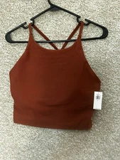 Old Navy Active PowerPress Med Support Strappy Sports Bra Burnt Orange Sz Medium