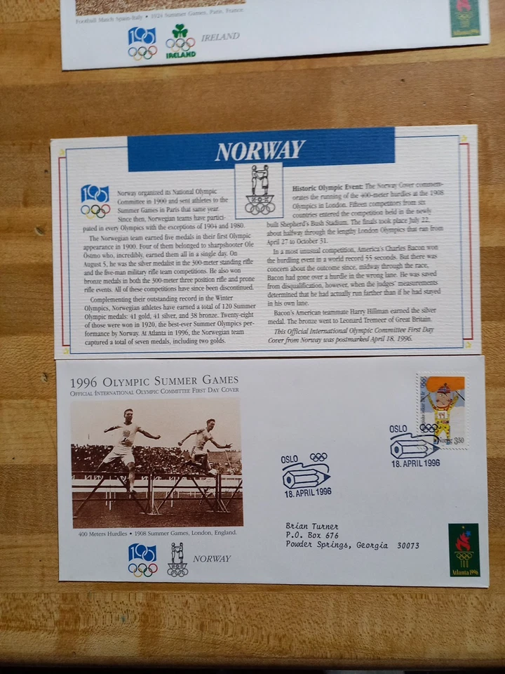 Fundas primer día del Comité Olímpico Internacional de los Juegos Olímpicos de Verano 1996 Foto 3 de 4