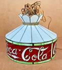 Coca-Cola Stained-Glass Hanging Light Lamp Tiffany Style VTG 1960s 70s
