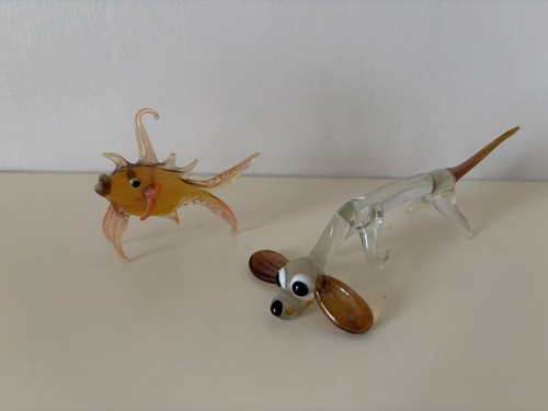 Vintage Dachshund Dog Ornament Blown Art Glass Figurine + Swan & Fish Murano ? - Picture 3 of 3