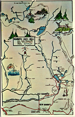 Map Of Mammoth Lakes Recreation Area-California-High Sierra-Chrome Postcard