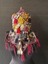 Handmade Silk and Silver Embroidered Bridal Headpiece from the 1940s  Uzbekistan