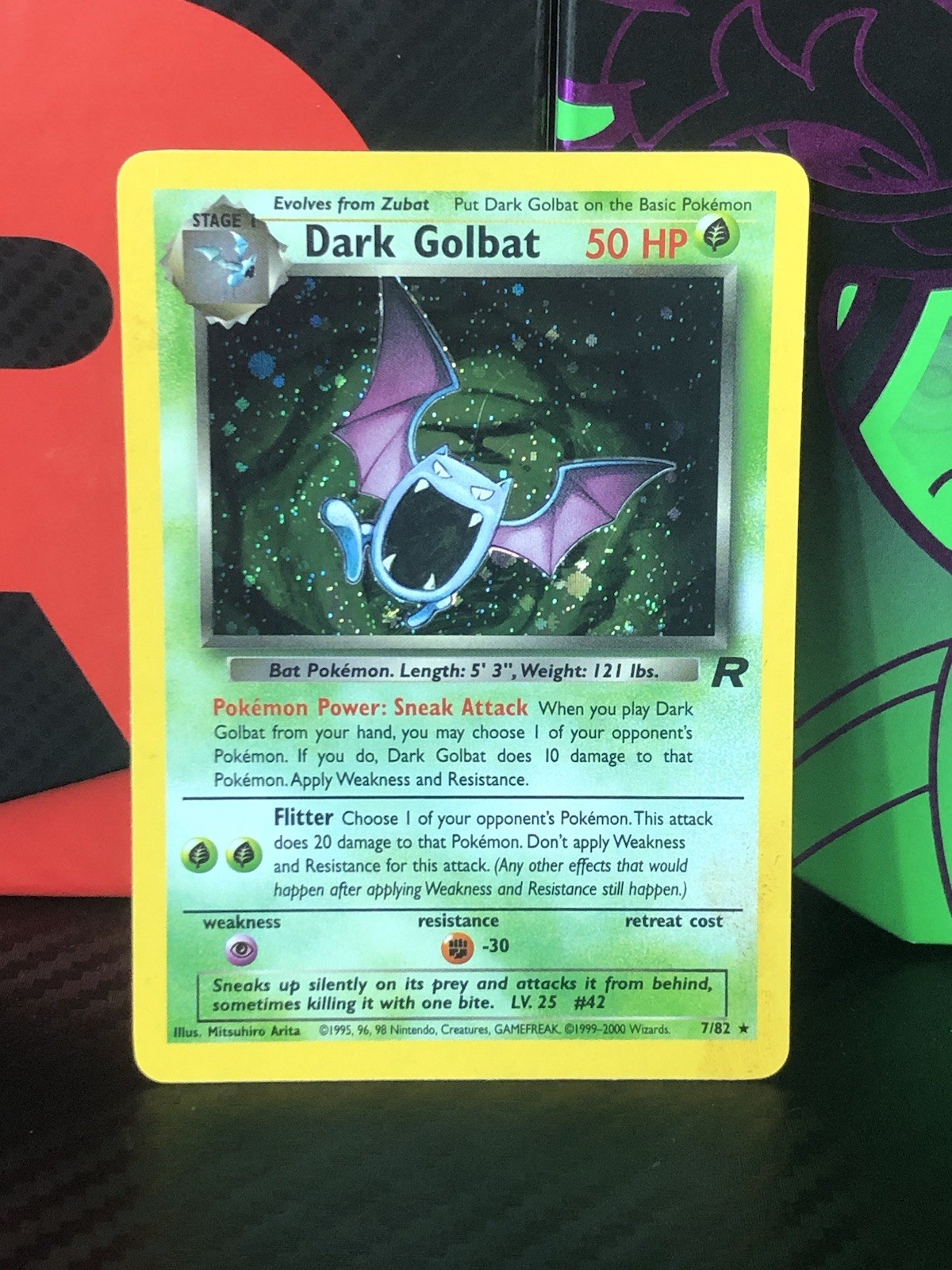 Near Mint Pokémon TCG Team Rocket Unlimited Holo Dark Golbat 7/82 Holo Rare NM