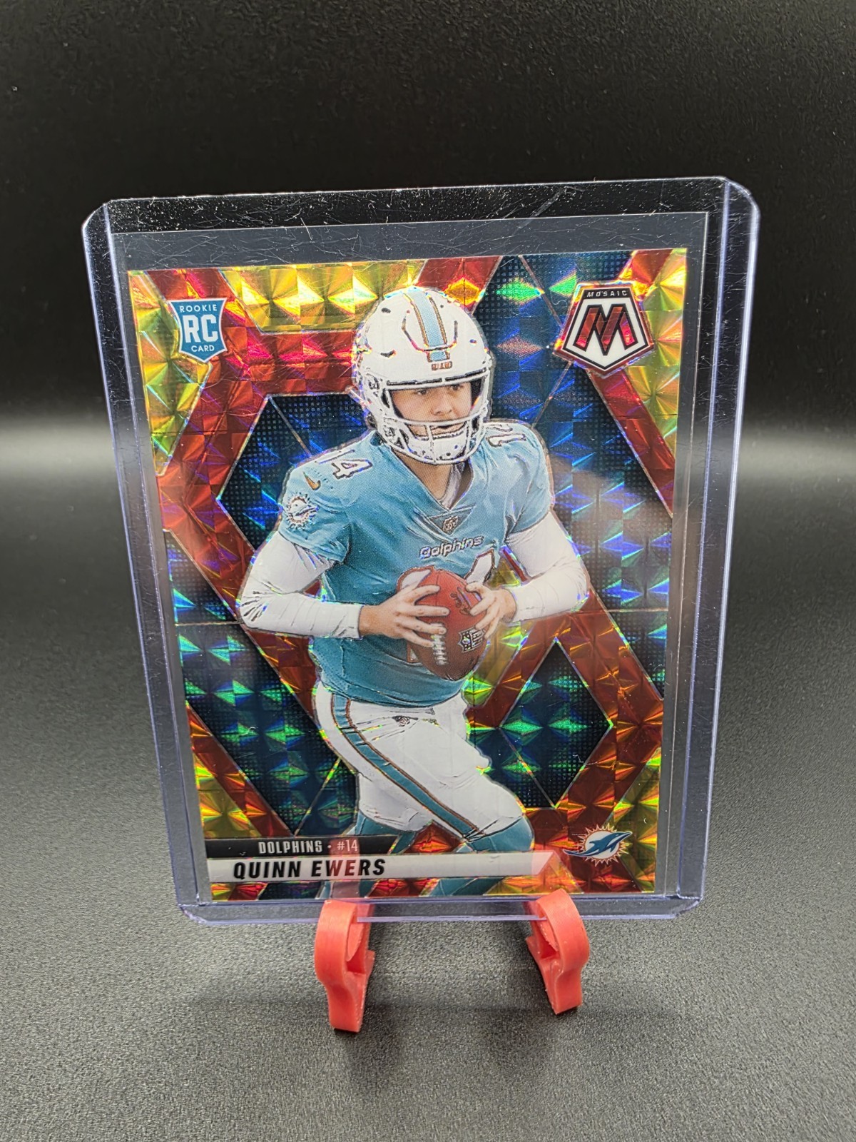 2025 Panini Mosaic #308 Quinn Ewers Mosaic Choice Red & Yellow Rookie 46/89 RC