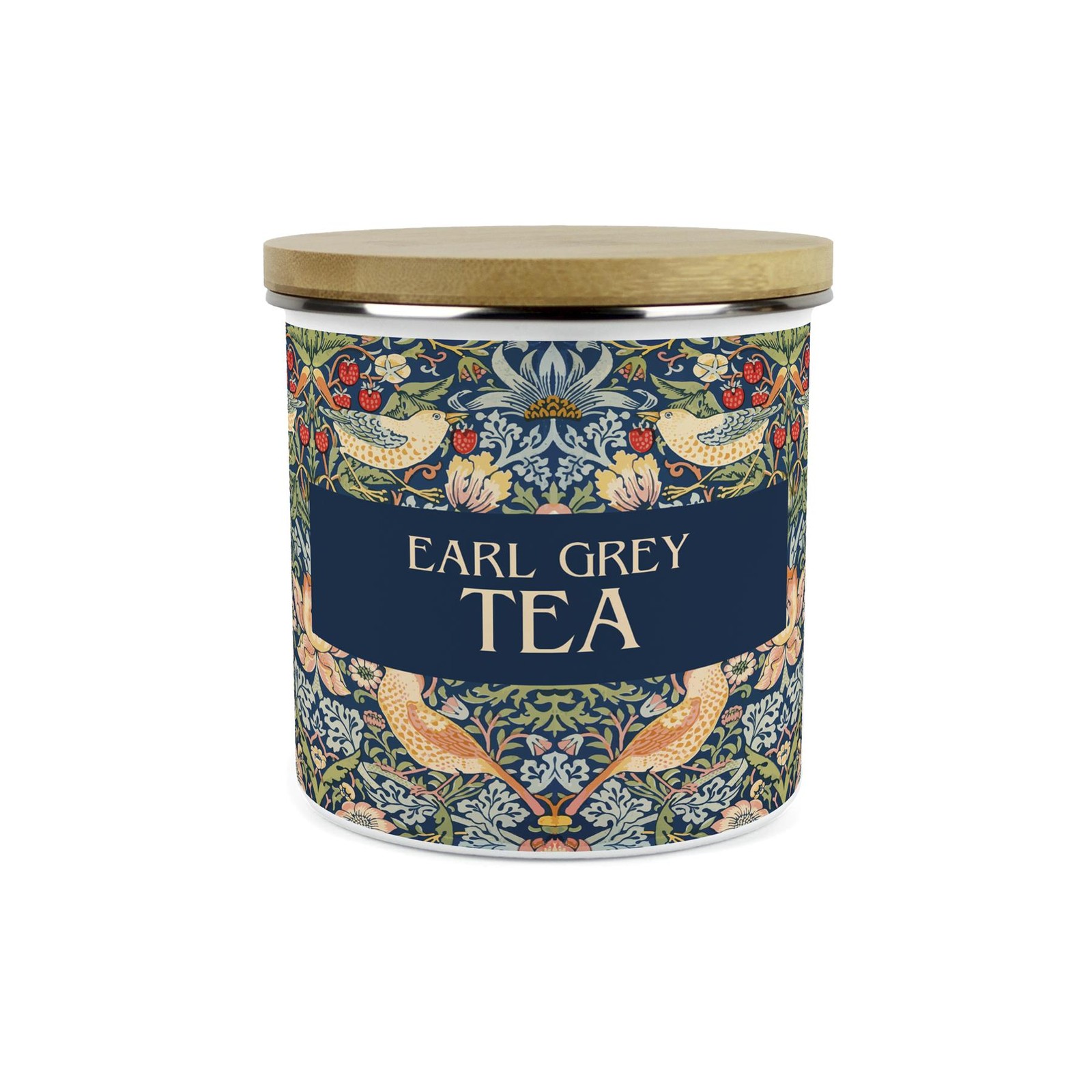 Purely Home Blue Strawberry Thief Large Kitchen Storage Canister - Blue / Large / Gloss - Image 2
