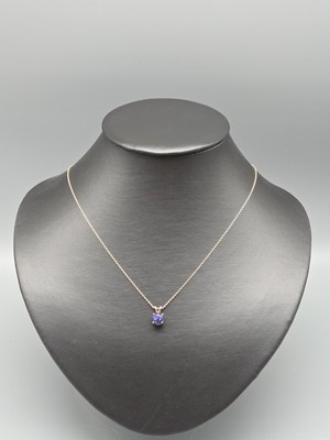 Vintage 14K Gold Necklace with Natural iolite Pendant   Hallmarked 585