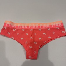 Victoria's Secret PINK M Cheekster/ Tanga Logo Band Coral Pink