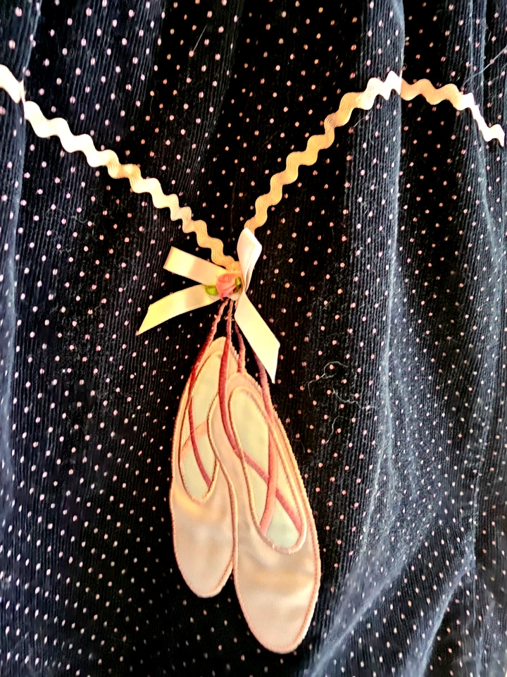 Редкие издания девочек джемпер платье 6 вельвет, синий с балетной темой - Изображение 3 из 4