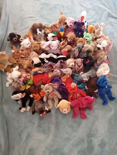 Ty Beanies Lot of 57 Plush Stuffed Animals (54 W Tags) Rare Retired Vintage