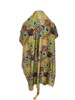 S58#Fabric Frontline Zurich 100% Silk Scarf Zimmermann Maria Peacock Switzerland