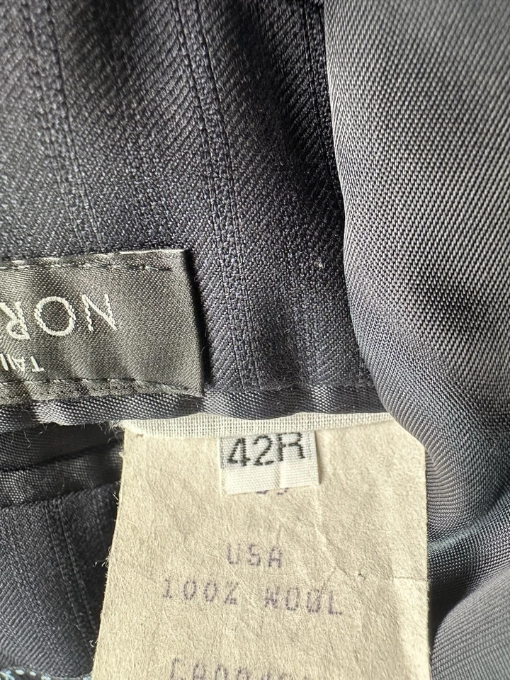 Traje de lana Peter Millar 42 R azul sombra rayas espiga 2 piezas pantalones 36x30 Foto 4 de 4