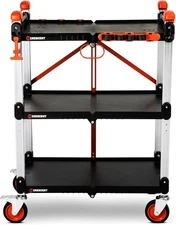 3 Shelf Heavy Duty Folding Jobsite Cart - 300-lb Capacity, F3SCBL