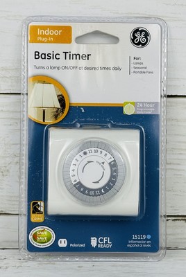 NEW GE 15119 Indoor Plug-In Basic Timer 24 Hour Programmable CFL Ready Polarized