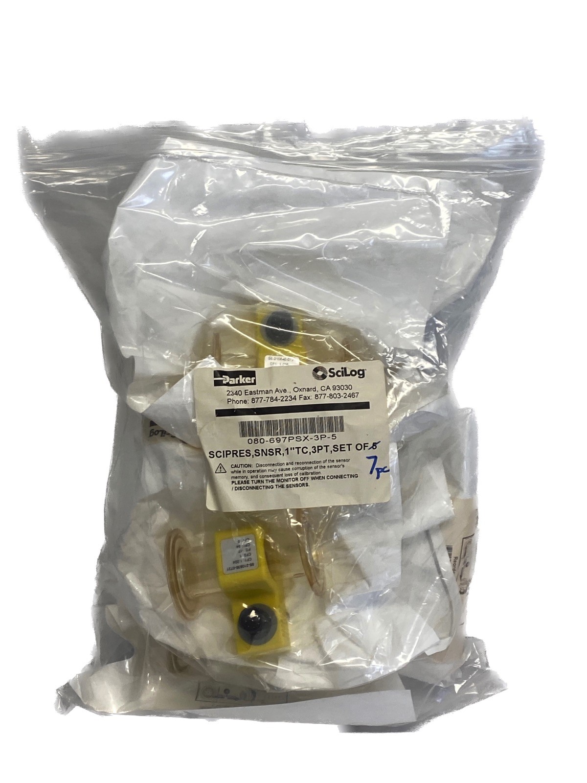 (7) PARKER SCILOG SciPres Biopharm Pressure Sensors 1”TC 3PT 080-697PSX-3P-5