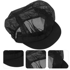 Mesh Chef Hat Elastic Chef Beanie Cap Adjustable Black
