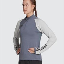 Adidas Condivo Youth Sz L 13-14 Training Blue Gray 1/4 Zip Top Pullover Shirt