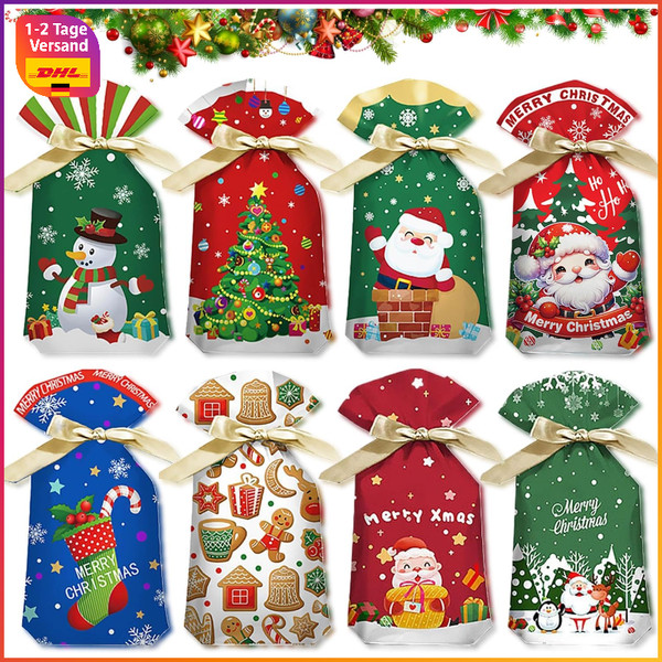 Geschenkbeutel Weihnachten 40 StüCk Kordelzug PartytüTen SüßIgkeiten Mitgebsel-image