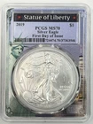 2019 $1 American Silver Eagle PCGS MS70 Statue of Liberty Label 1 oz Coin FDOI