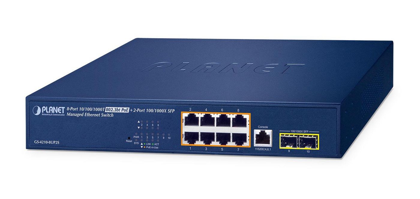 Planet GS-4210-8UP2S IPv6/IPv4.�8-Port