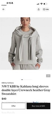 KBB by Kahlana long sleeves double layer Crewneck heather Gray Sweatshirt size L