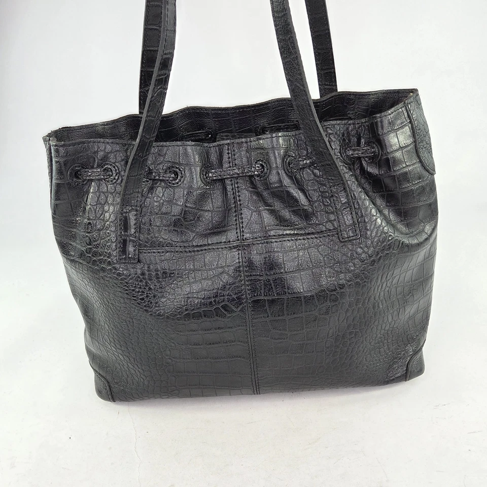 Bolso de Mano Patricia Nash Cuero Cordón Witney Hombro Negro Cocodrilo Cartera Foto 2 de 4