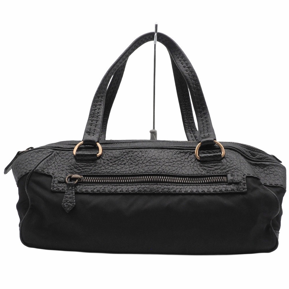 Prada Black Nylon Leather Shoulder Bag Y0708 Pre-Owned