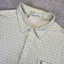 Criquet Men XL Golf Polo Shirt Performance Short Sleeve Green Leaf Geometric AOP