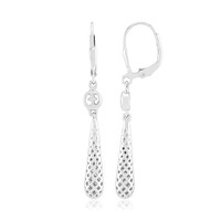 Cavill Ohrringe Damen 925 Sterling Silber Platin Tropfenform Gitter Design 42Mm