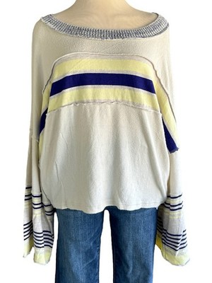 Blue Multi Stripe Bell Sleeve Sweater Size Medium-RF-224MS