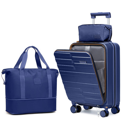 3Pc Carry On Luggage Front Opening TSA Lock Spinner Wheels YKK Zippers