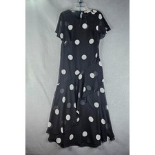 Ann Taylor Loft Dress Womens 6 Black White Polka Dot Layered Tiered Flowy Sheer