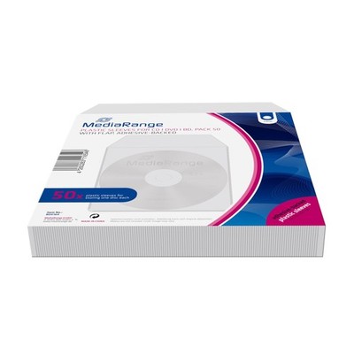 MediaRange CD Plastikhüllen (50) klar BOX164 mit Lasche + klebende Rückseite