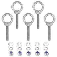 5Pcs M6 x 40mm 304 Stainless Steel Lifting Shoulder Eye Bolt with Nuts Washers