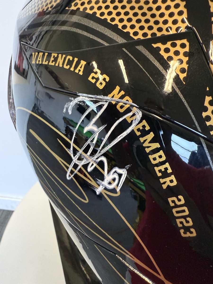 Signed Francesco Bagnaia 2023 Suomy SR-GP Gold Helmet Pecco MotoGP