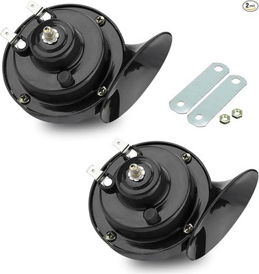 2 PCS Super Loud Waterproof Snail Air Horn Kit, Universal Replace Color: Black
