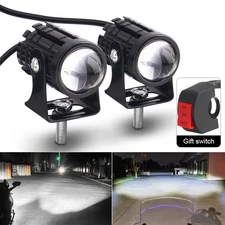 Headlight Driving Fog Auxiliary Lamp White 2x LED Motorcycle Spot Light
