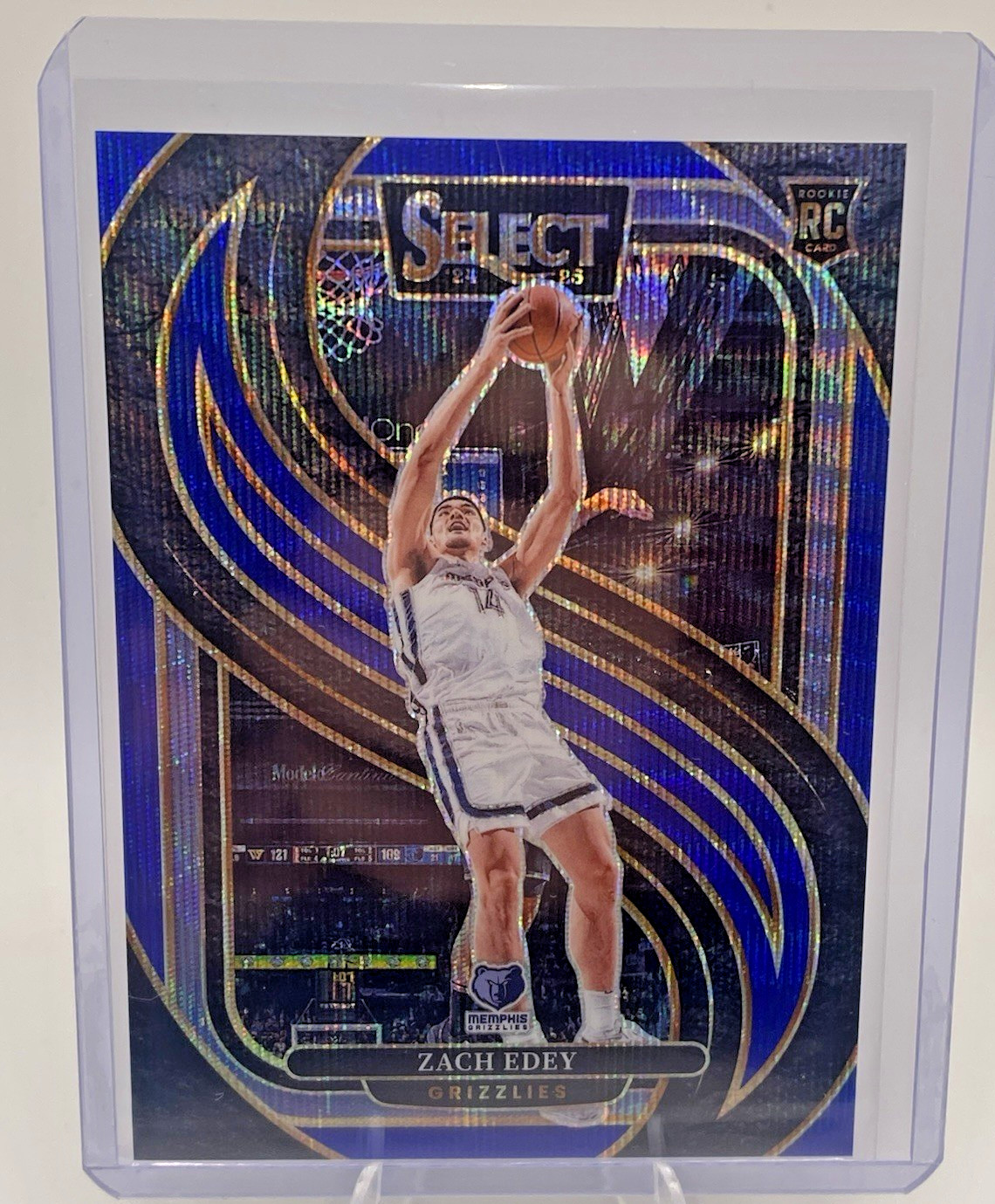 2024-25 Panini Select - Premier Level Zach Edey #192 Blue Wave Prizm /75 (RC)