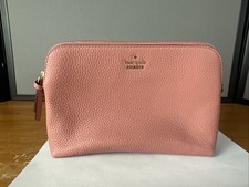 Kate Spade Pink Pebbled Leather Cosmetic Bag Clutch 8" X 5 1/2" X 2 1/2"
