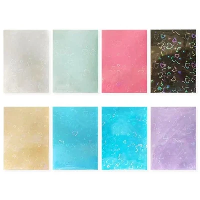 50Pcs Kpop Photocard Holder Laser Heart Shaped Card Films Kpop Idol Cards