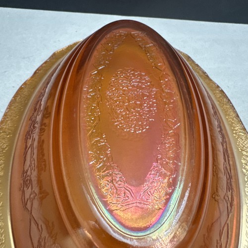 Vintage Federal Glas Normandie schillernde Gemüseschale Ringelblume 10,5 "x 7,5" - Bild 8 von 8