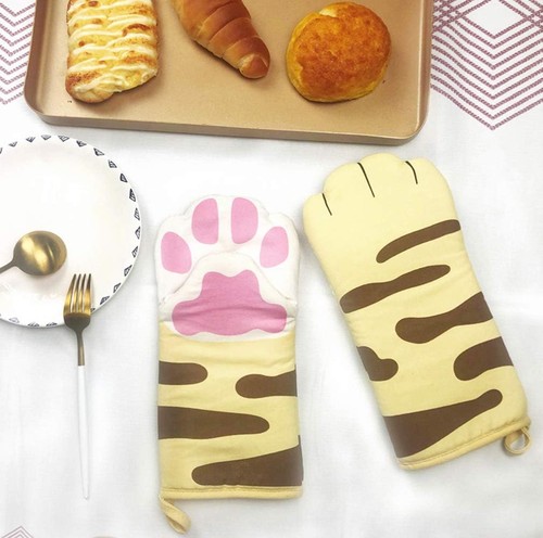 Oven Mitts Kitchen Cooking Baking Heat Resistant Cat Glove, 1 Pair Claw - Picture 5 of 7