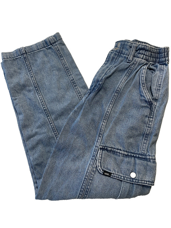 VANS Sidewalk Wide Leg Cargo Pants Womens Size XS Blue Denim