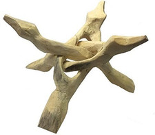 Abalone Shell or Crystal Ball Stand Tripod 6" Natural Wood