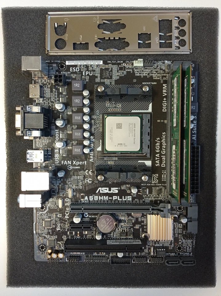 ASUS A68HM-PLUS FM2+ mATX / AMD A6-5400K 2x 3,80 GHz / 8 GB RAM Kit / Kühler - Bild 2 von 4